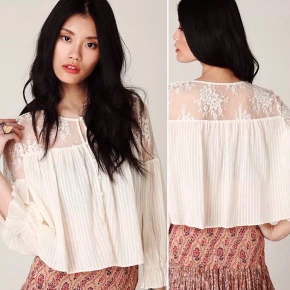 Elysium Lace Blouse Free People Medium - Picture 1 of 7
